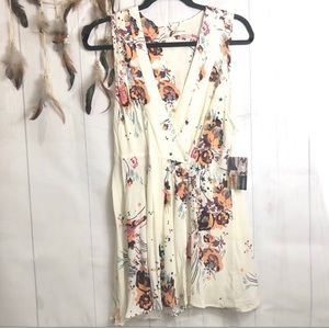 Free People Womens Wrap Tunic Floral-Print Blouse